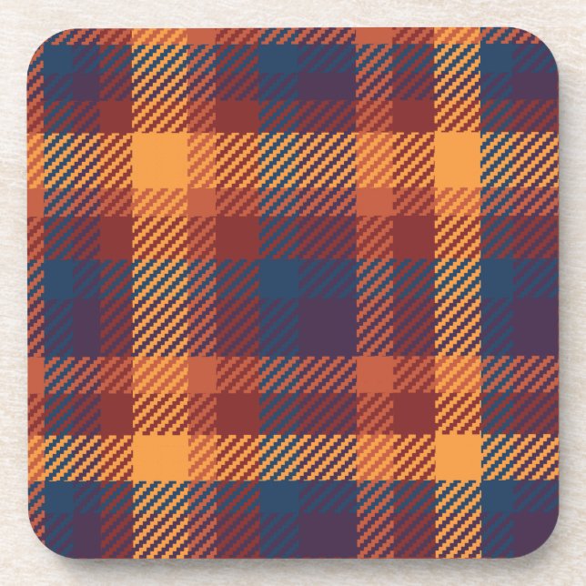 Autumnal Hues Tweed Plaid Pattern Coaster (Front)