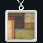 Autumnal Impressionist by Jennifer Goldberger Silver Plated Necklace<br><div class="desc">Autumnal colours permeate this impressionist painting by Jennifer Goldberger. Red,  brown,  tan and dark orange populate the geometric panels that make up the background of this piece. Buy a copy today!</div>