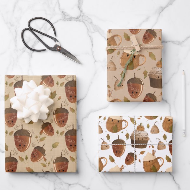 Autumnal Kawaii Gift Wrap (Front)