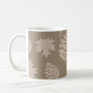 Autumnal Leafs & Pine Cones in Brown Tones Coffee Mug