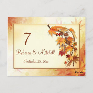 Autumnal leaves Table number Postcard