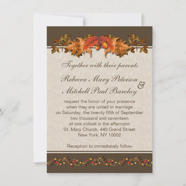 Autumnal leaves Wedding Invitation (Front)