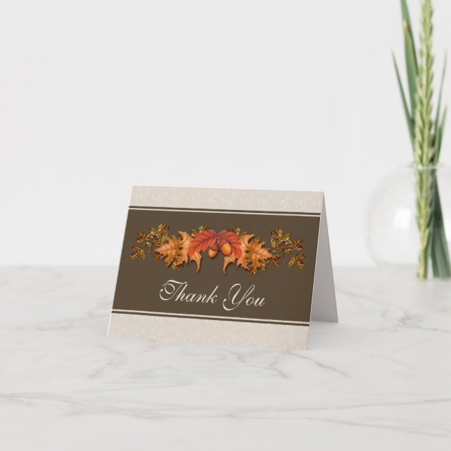 Autumnal leaves Wedding Thank You (Front)