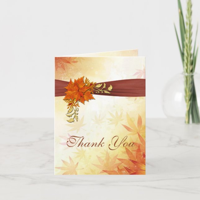 Autumnal leaves Wedding Thank You (Front)