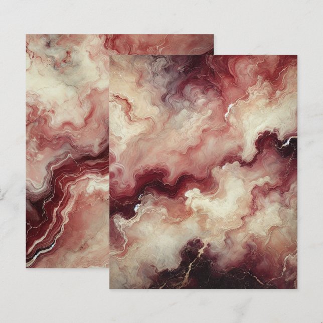 Autumnal Marble Harvest Wine Scrapbook Paper (Front/Back)