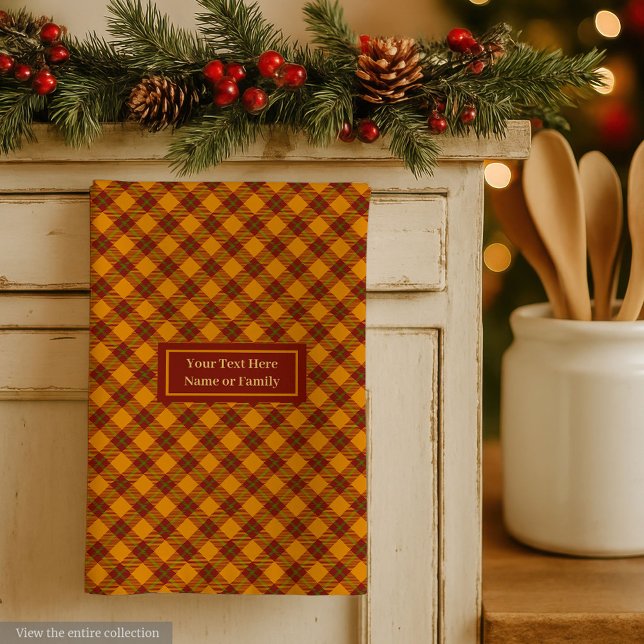 Autumnal Orange Colours Dish Towel Custom Name (Autumnal Orange Colors Dish Towel Custom Name)