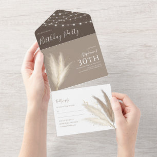 Autumnal Pampas Grass Birthday All In One Invitation