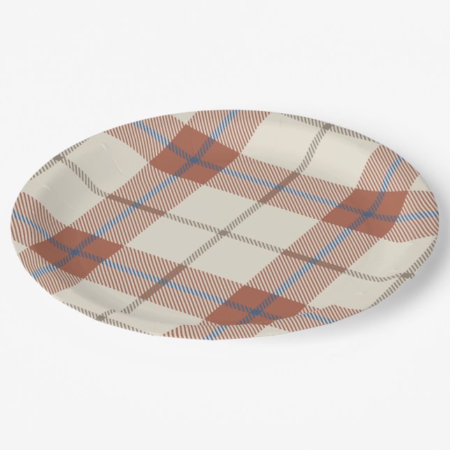 Autumnal Plaid Paper Plate (Angled)