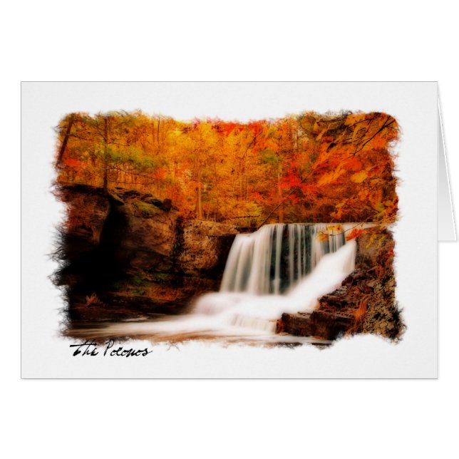 Autumnal Pocono Waterfall Card (Front Horizontal)