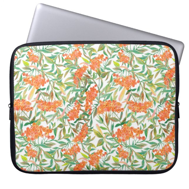 Autumnal Rowan: Floral Seamless Design Laptop Sleeve (Front)