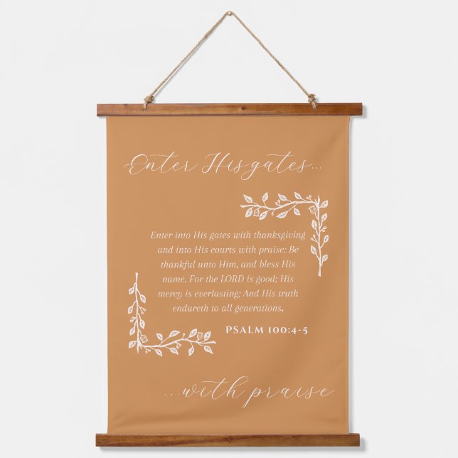 Autumnal Scripture-themed Wood Wall Tapestry (Front)