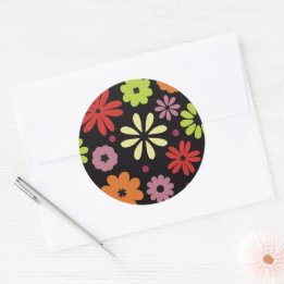 Autumnal Seamless Floral Pattern Classic Round Sticker