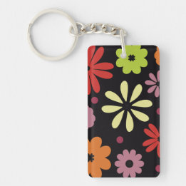 Autumnal Seamless Floral Pattern Key Ring