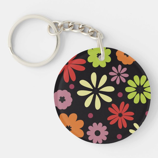 Autumnal Seamless Floral Pattern Key Ring (Front)