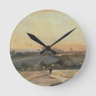 Autumnal Sunset Round Clock