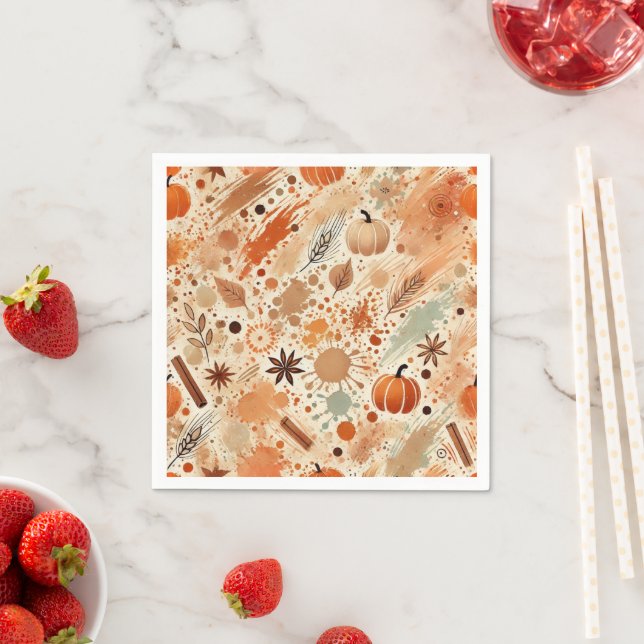 Autumnal Watercolor Pumpkin Spice Découpage Napkin (Insitu)