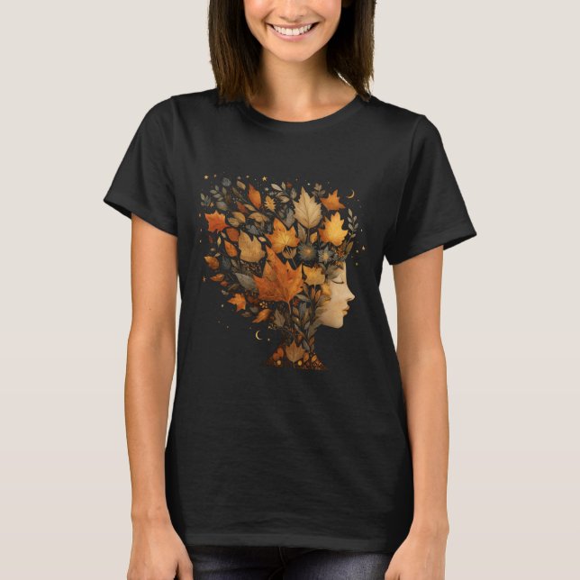 AutumnGirl Fall Leaves Graphic Tee,Boho Gift Tee (Front)