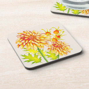 Autumn's Arrival on a Coaster Set