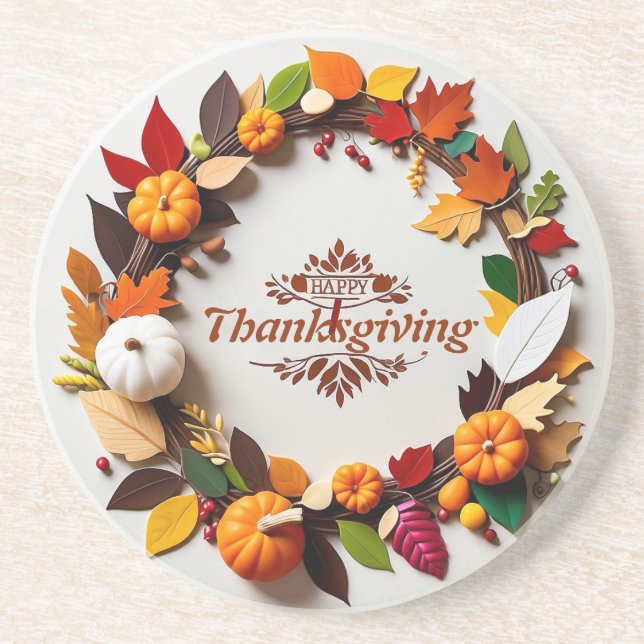 Autumn's Bounty - A Festive Fall Decorative Coaste Coaster (Front)