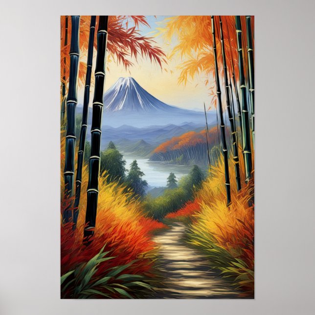 Autumn's Embrace, Bamboo Forest Valley Poster (Front)