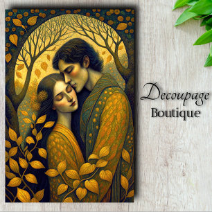 Autumn's Embrace Golden Love in the Moonlit Grove Tissue Paper