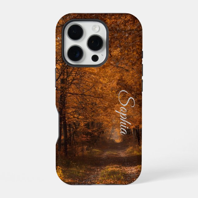 Autumn's Embrace – Tranquil Forest Path Fine Art P iPhone Case (Back)