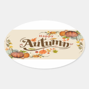 Autumn's Fall Pumpkin Oval Sticker