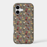 Autumn's Floral Embrace Green Background