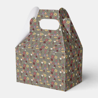 Autumn's Floral Embrace Green Background Favour Box