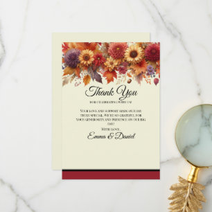 Autumn's Flourish Watercolor Floral Cream Thank You Card