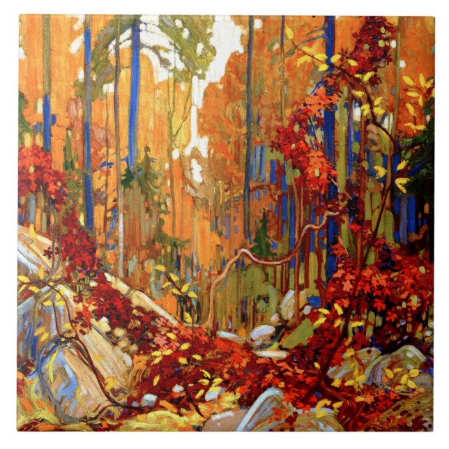 Autumn's Garland, fine art by Tom Thomson, Tile (Front)