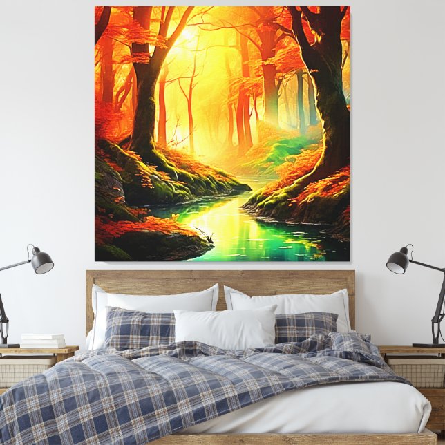 Autumn's Golden Whisper Canvas Print (Insitu(Bedroom))