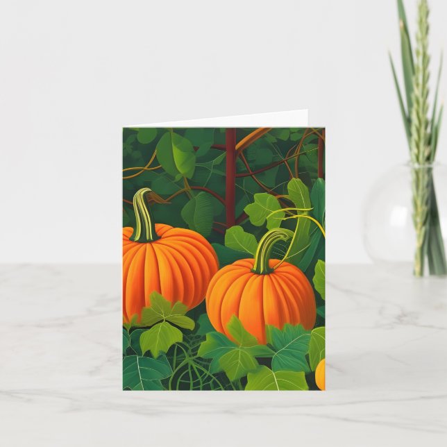 Autumn's Warm Embrace: Pumpkin and Ivy Card (Front)