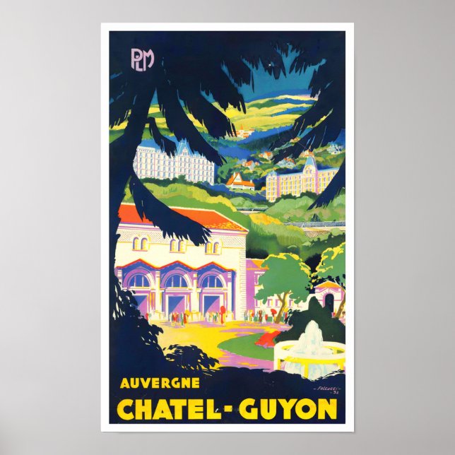 Auvergne France vintage travel Poster (Front)