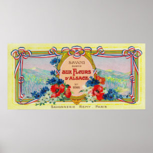 Auz Fleurs D' Alsace Soap LabelParis, France Poster
