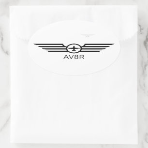 AV8R Wings Single Engine Plane Black Oval Sticker