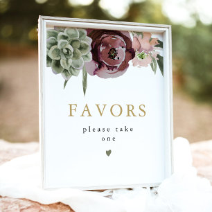 AVA Boho Burgundy Succulent Favours Sign