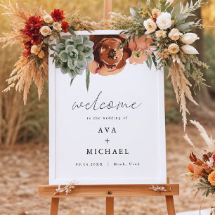AVA Boho Terracotta & Succulent Wedding Welcome Poster