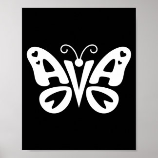 Ava Butterfly - Personalised Cute Name Word Art Poster