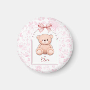 Ava Custom Pink Teddy Bear Nursery Design Magnet