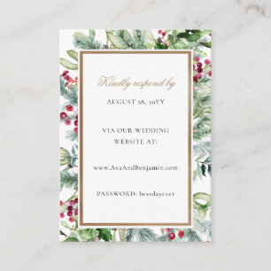Ava Gold Christmas & Greenery Wedding Website RSVP Enclosure Card