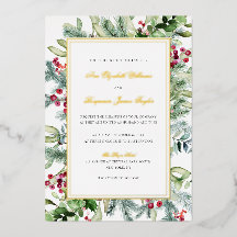 Ava Gold Foil Winter Wedding Invitation with RSVP