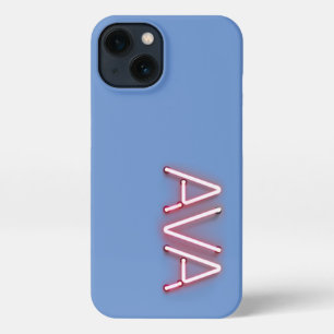 Ava name in glowing neon lights iPhone 13 case