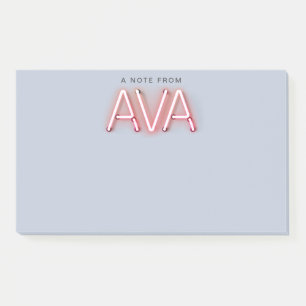 Ava name in glowing neon lights post-it notes
