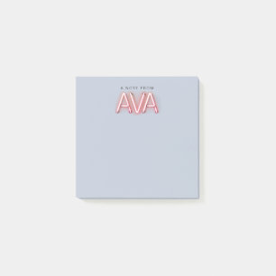Ava name in glowing neon lights post-it notes