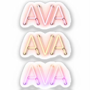 Ava name in glowing neon lights x3