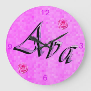 Ava Name Logo, Large Clock