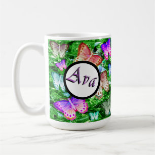 Ava Name With Flight Of The Butterflies, Coffee Mug