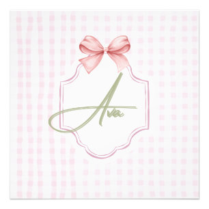 Ava Personalized Pink Bow & Gingham Print 