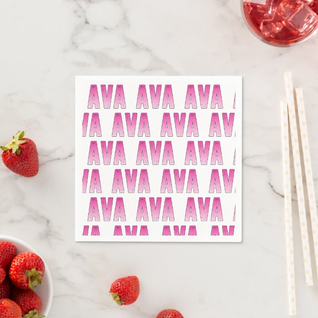 Ava pink name napkin (Insitu)